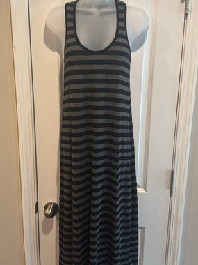 Xhilaration Sleeveless Striped Maxi Dress in Black and Gray M